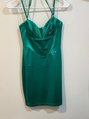 Princess Polly Emerald Satin Cowl Bust Mini Dress